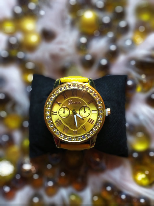 Yellow leather band watch